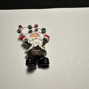 Christmas Holiday Santa Claus With Bells Brooch Pin